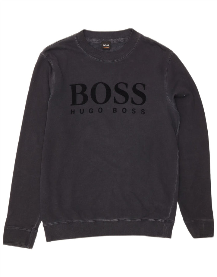 Hugo Boss moletom gráfico masculino jumper médio algodão preto