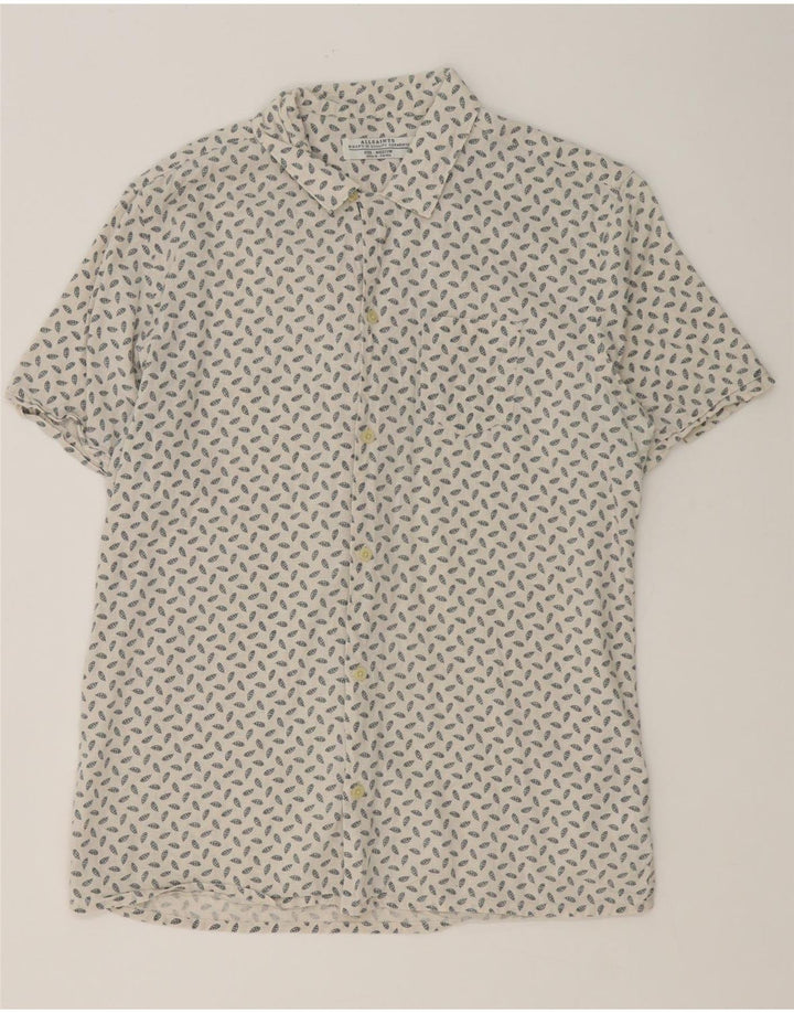 Camisa masculina de manga curta All Saints, médio off white manchado