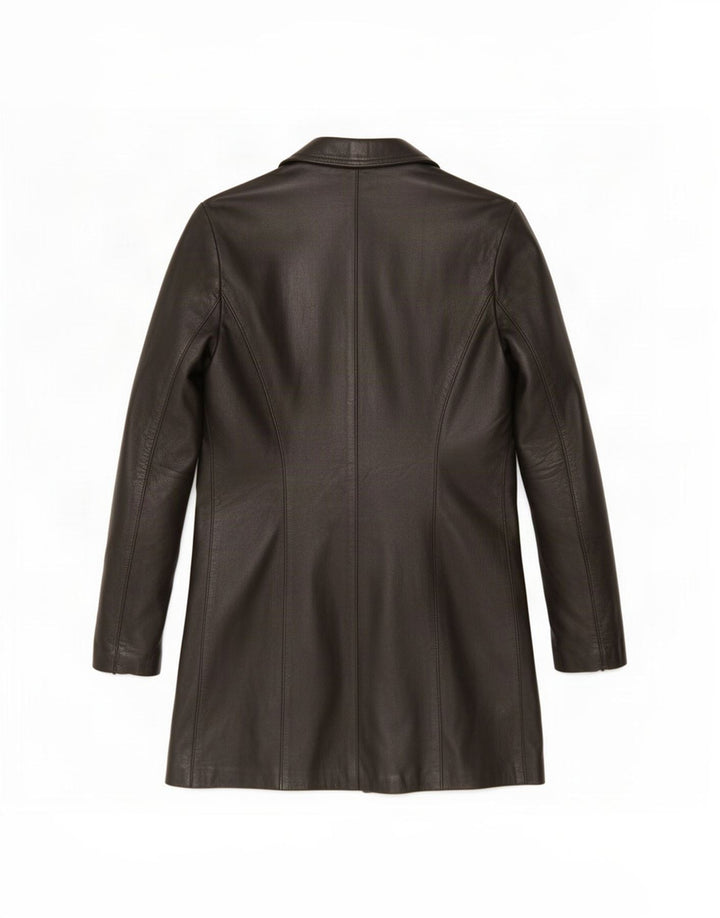 Casaco de couro feminino vintage UK 10 pequeno preto