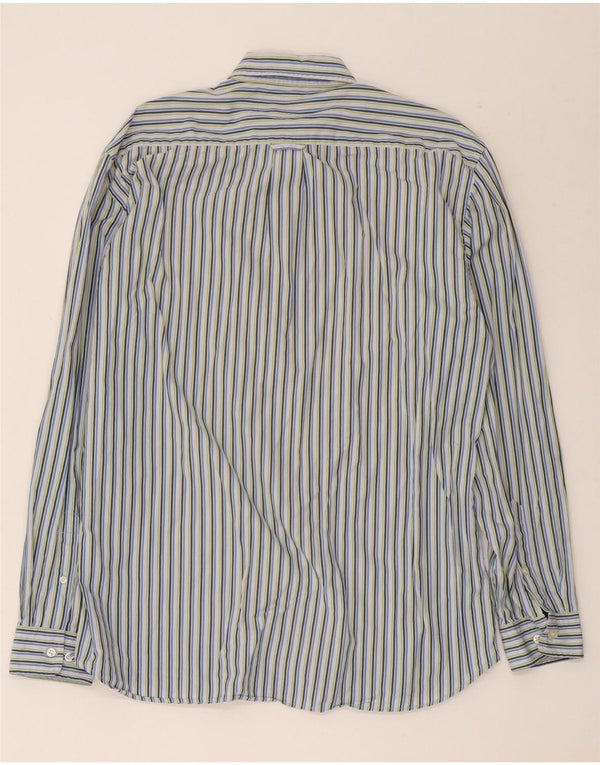 Camisa masculina Gant Regular Fit grande algodão listrado azul