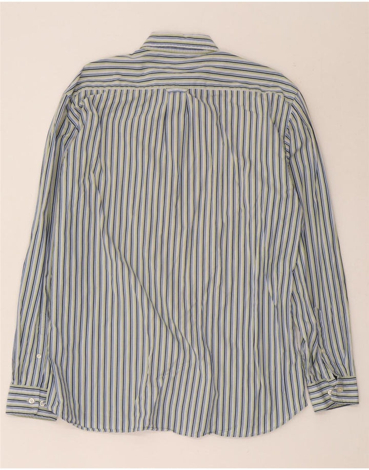 Camisa masculina Gant Regular Fit grande algodão listrado azul