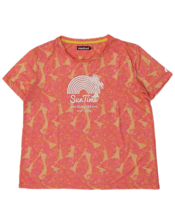 Camiseta feminina gráfica Mistral UK 14 médio rosa floral