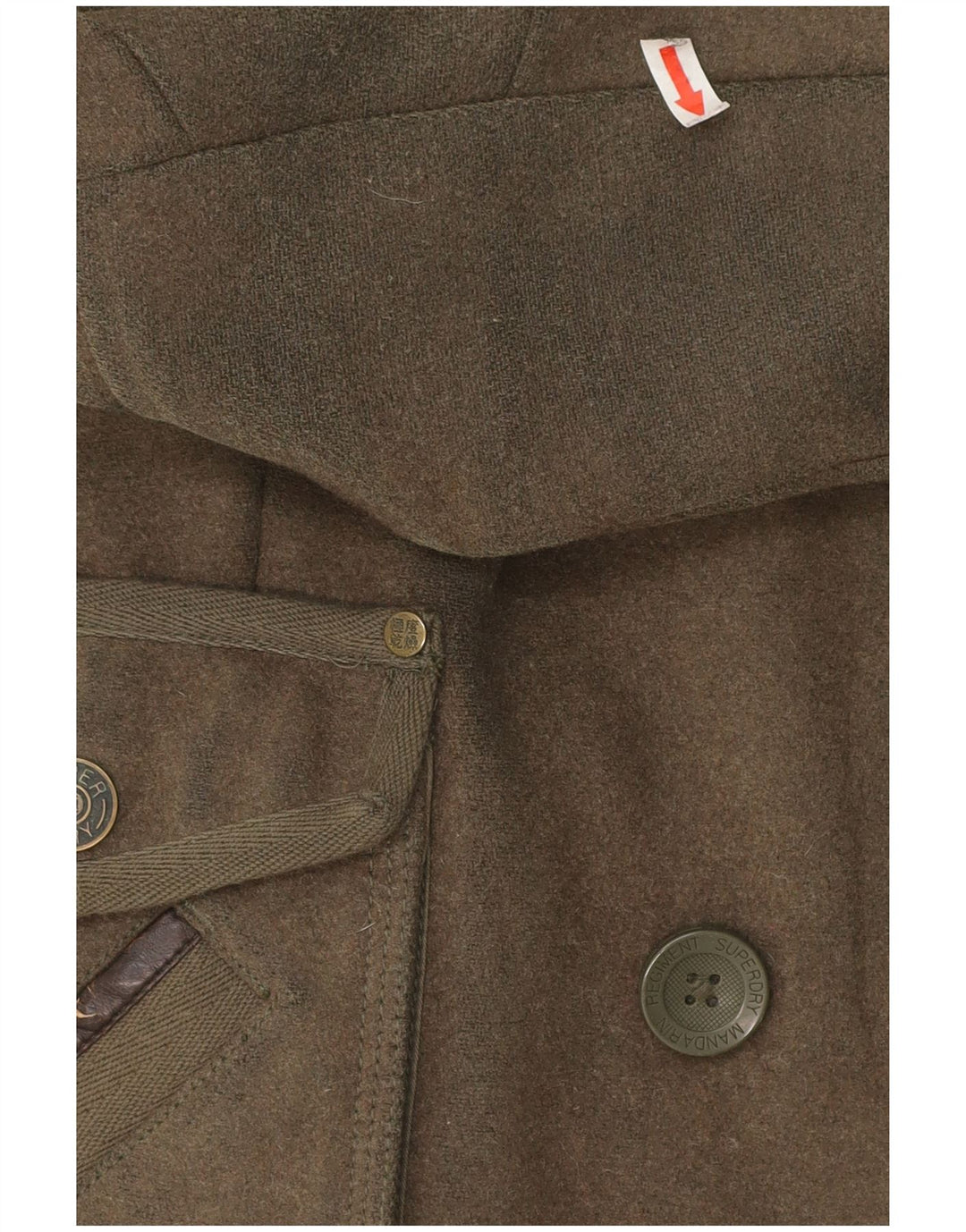 Jaqueta militar feminina Superdry UK 10 pequena lã cáqui