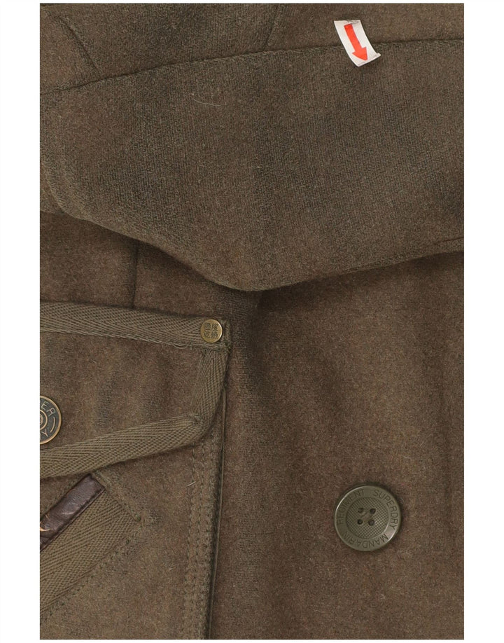 Jaqueta militar feminina Superdry UK 10 pequena lã cáqui