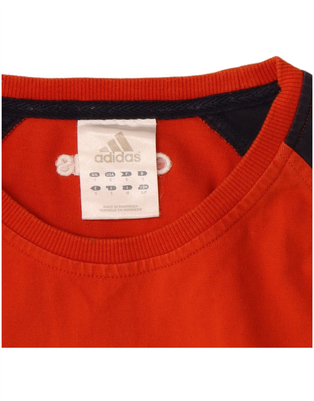 ADIDAS Mens Graphic Top Manga Longa Pequena Laranja Colourblock Algodão