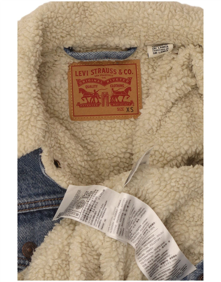 Jaqueta jeans feminina Levi's Sherpa UK 6 XS azul algodão