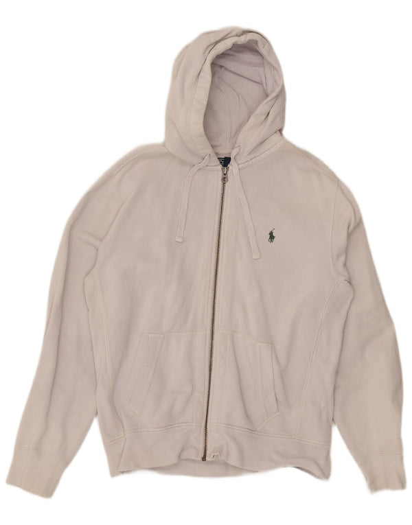 Polo Ralph Lauren Suéter masculino com capuz e zíper grande algodão branco