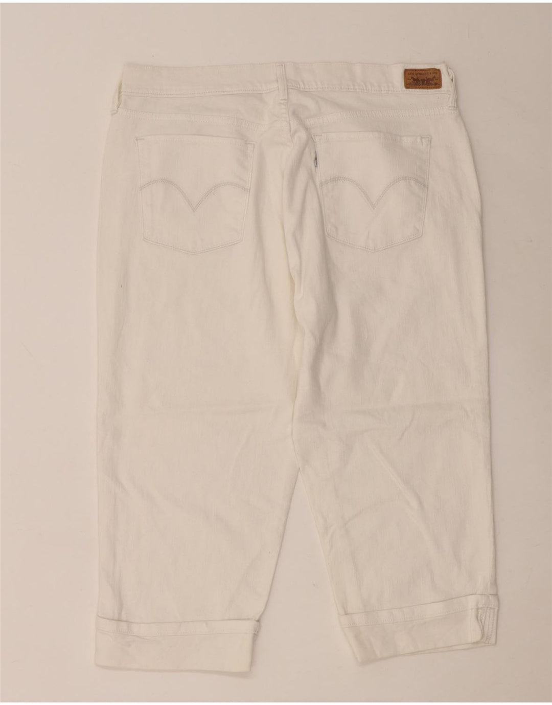 LEVI'S Feminino 515 Capri Jeans US 14 Grande W36 L20 Algodão Branco