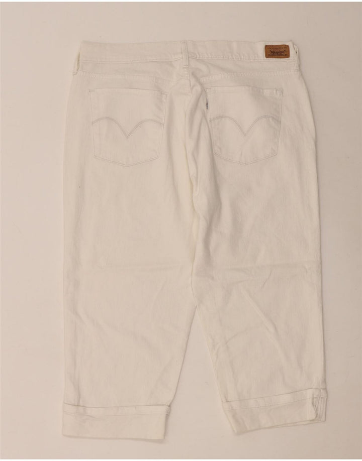 LEVI'S Feminino 515 Capri Jeans US 14 Grande W36 L20 Algodão Branco