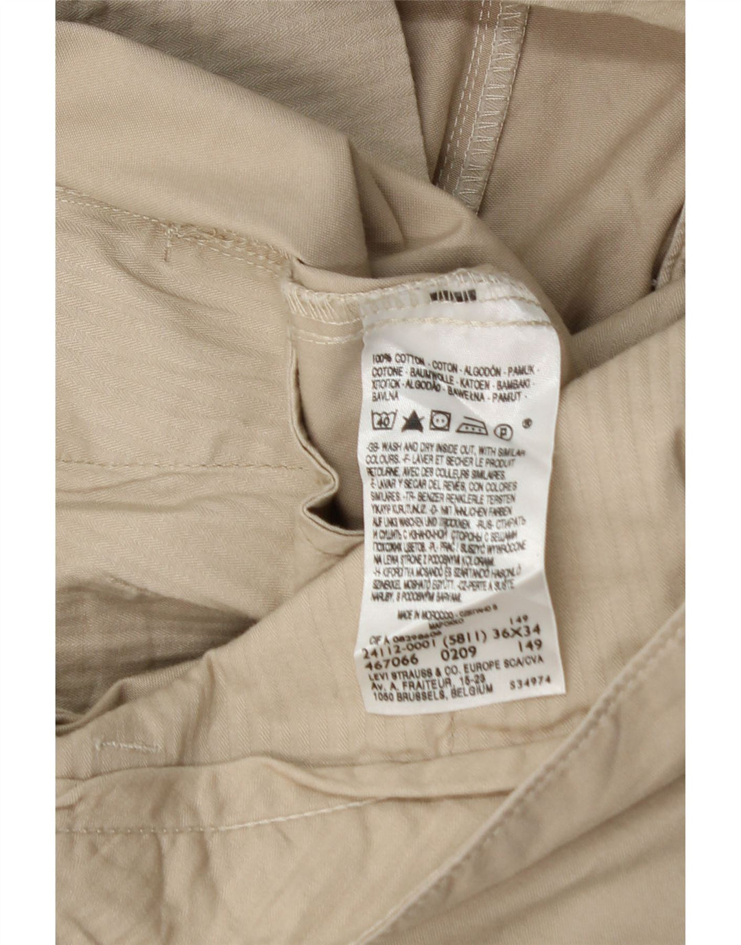 DOCKERS Calça masculina slim fit Chino W36 L30 algodão bege