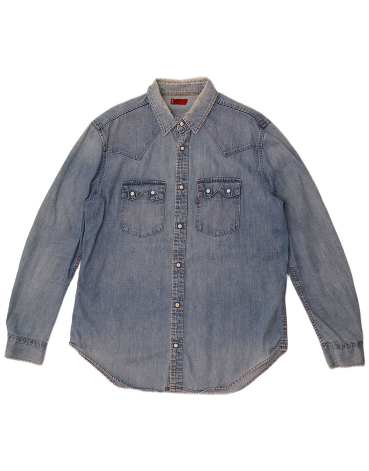 Camisa jeans masculina Levi's grande algodão azul