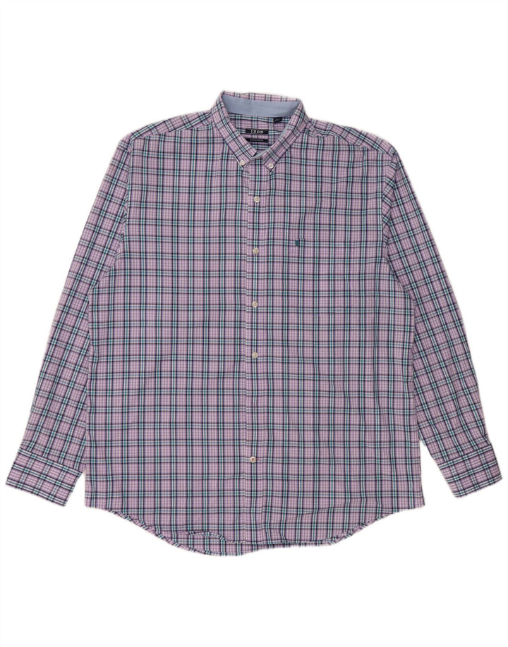 Camisa masculina de flanela IZOD grande algodão xadrez roxo