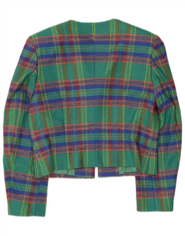 Jaqueta Bolero Feminina VINTAGE Reino Unido 12 Xadrez Verde Médio