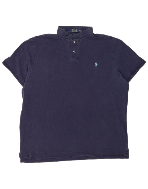 Camisa polo masculina polo Ralph Lauren personalizada slim fit 2XL algodão azul marinho