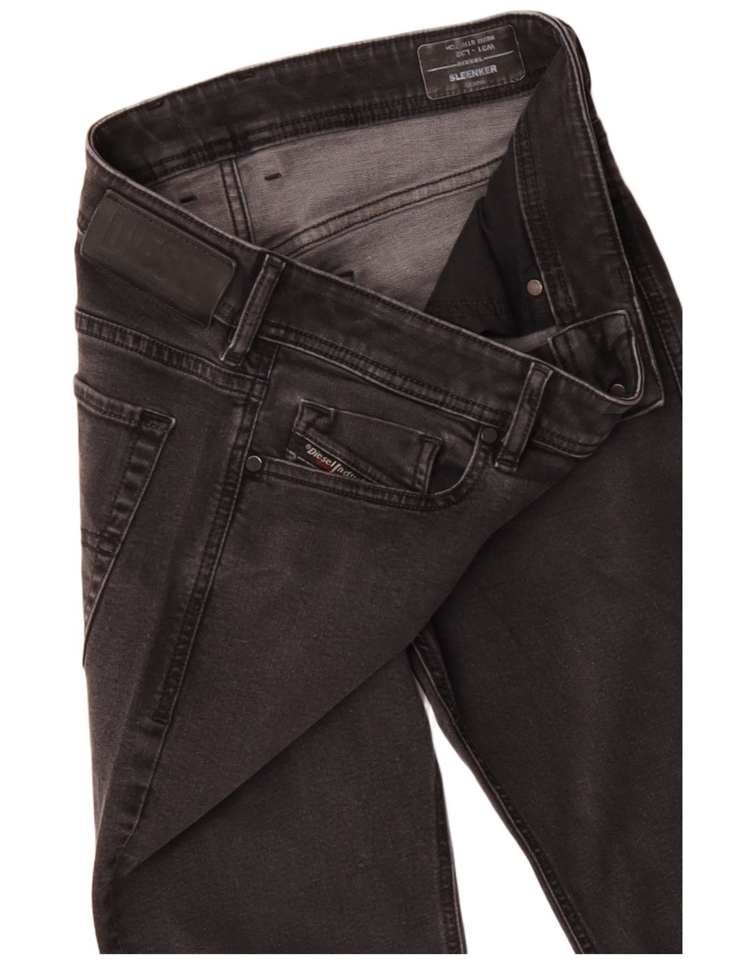 DIESEL Calça jeans feminina Sleenker skinny W31 L32 algodão preto