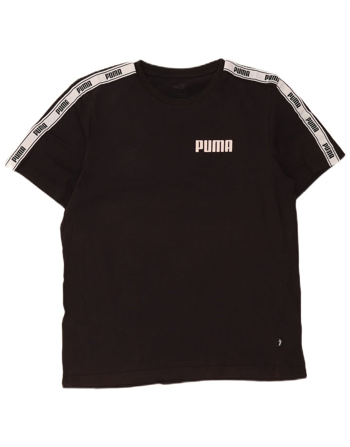 Camiseta masculina Puma Graphic Top médio preto colorblock algodão