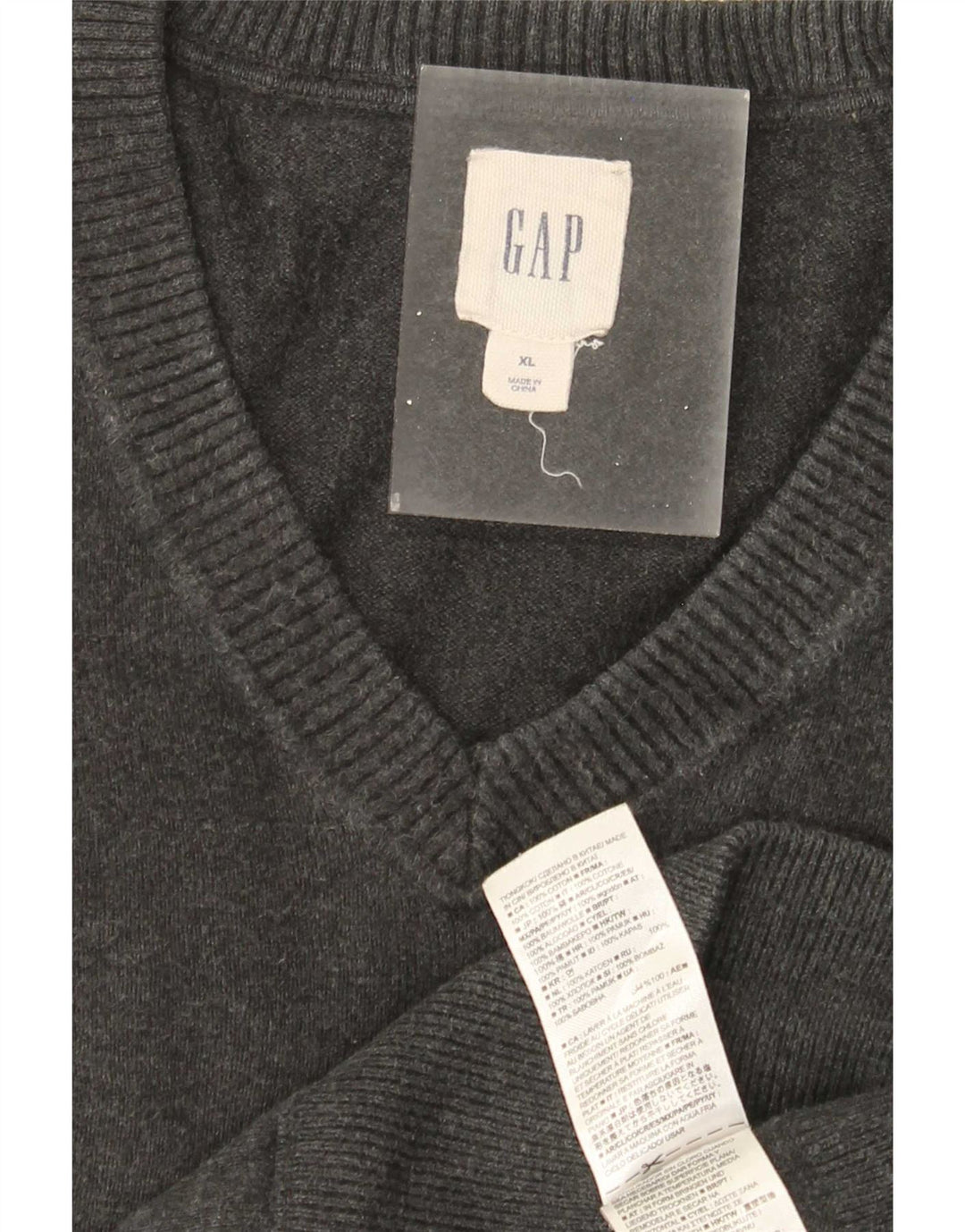 Suéter masculino Gap com decote em V XL algodão cinza