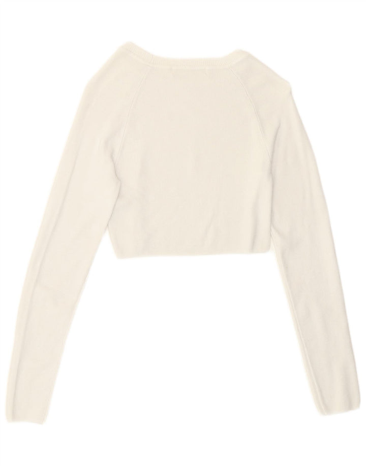 Blusa feminina Pull & Bear manga comprida UK 8 pequena viscose branca