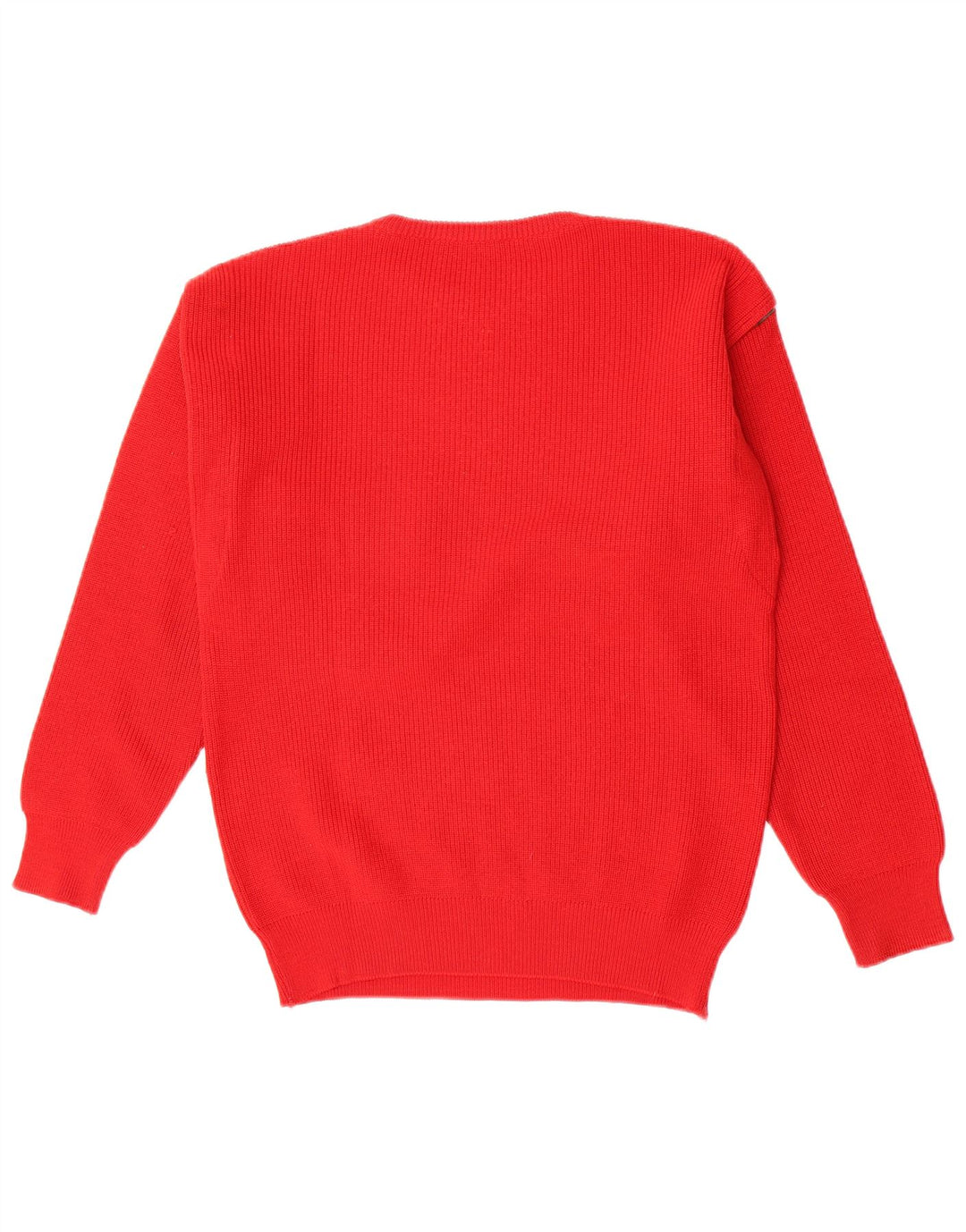 Suéter vintage masculino com gola redonda, lã virgem vermelha média