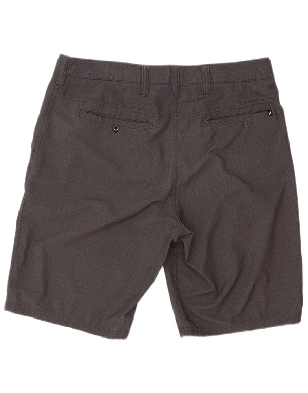 Hurley Mens Chino Shorts W33 Poliéster Geométrico Cinza Médio