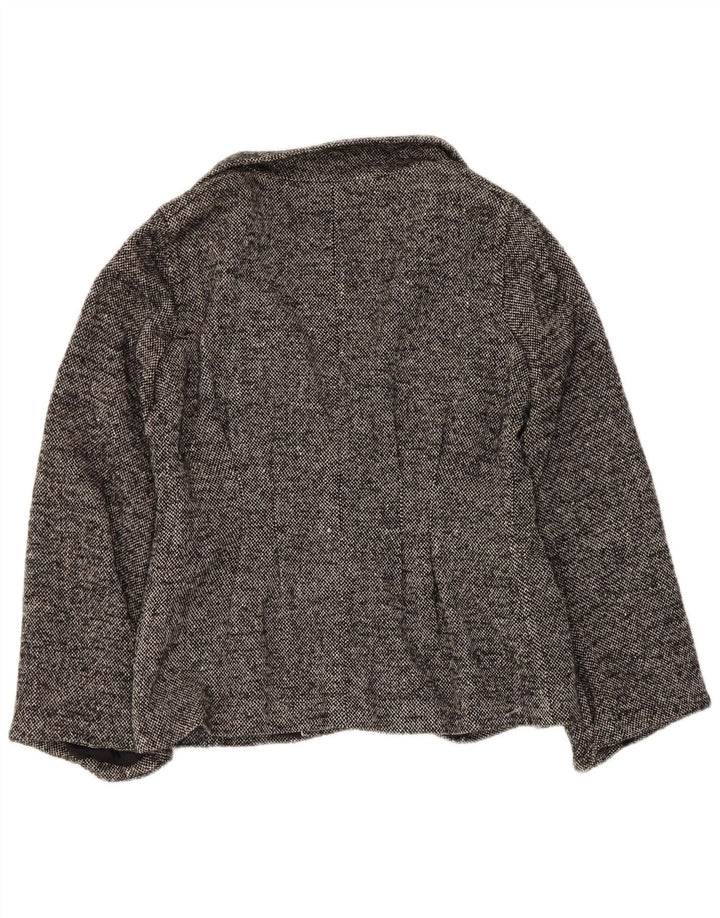 Jaqueta blazer aberta feminina Zara Reino Unido 10 lã manchada cinza pequena