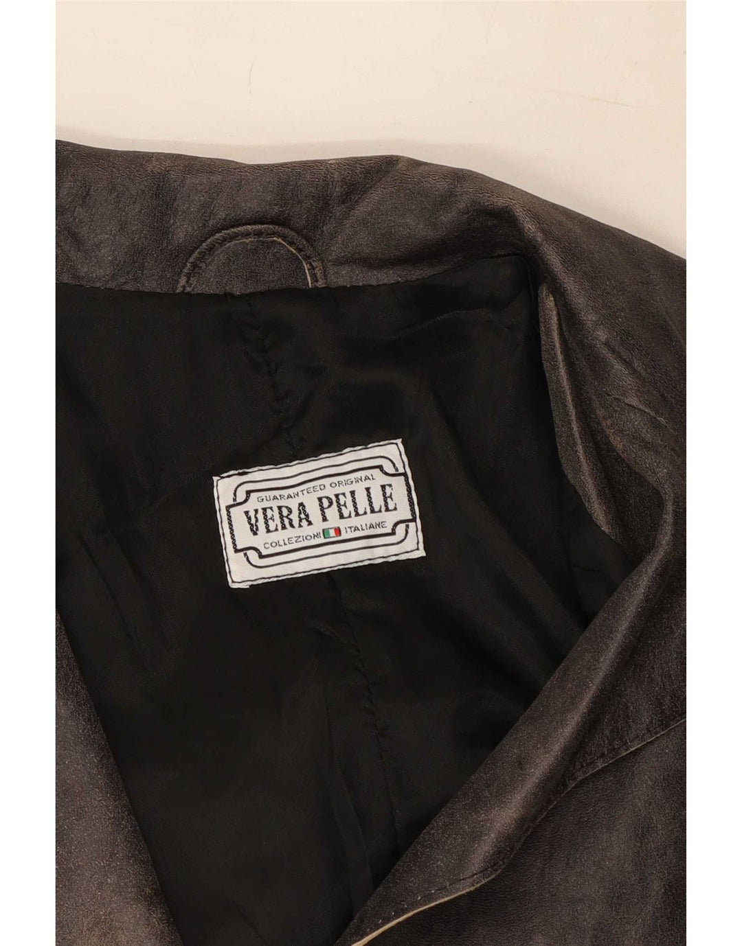 Casaco de couro feminino vintage IT 42 médio preto
