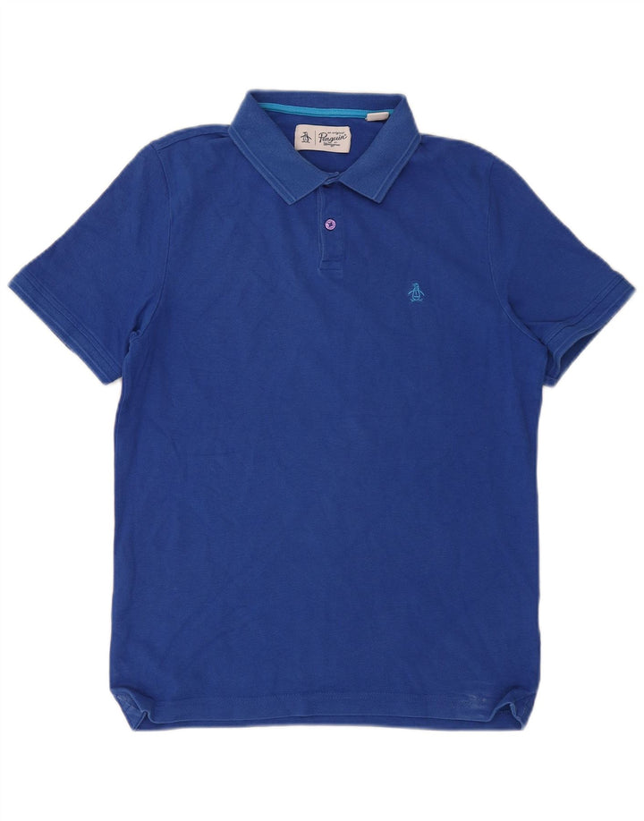 Camisa polo masculina Penguin algodão azul médio