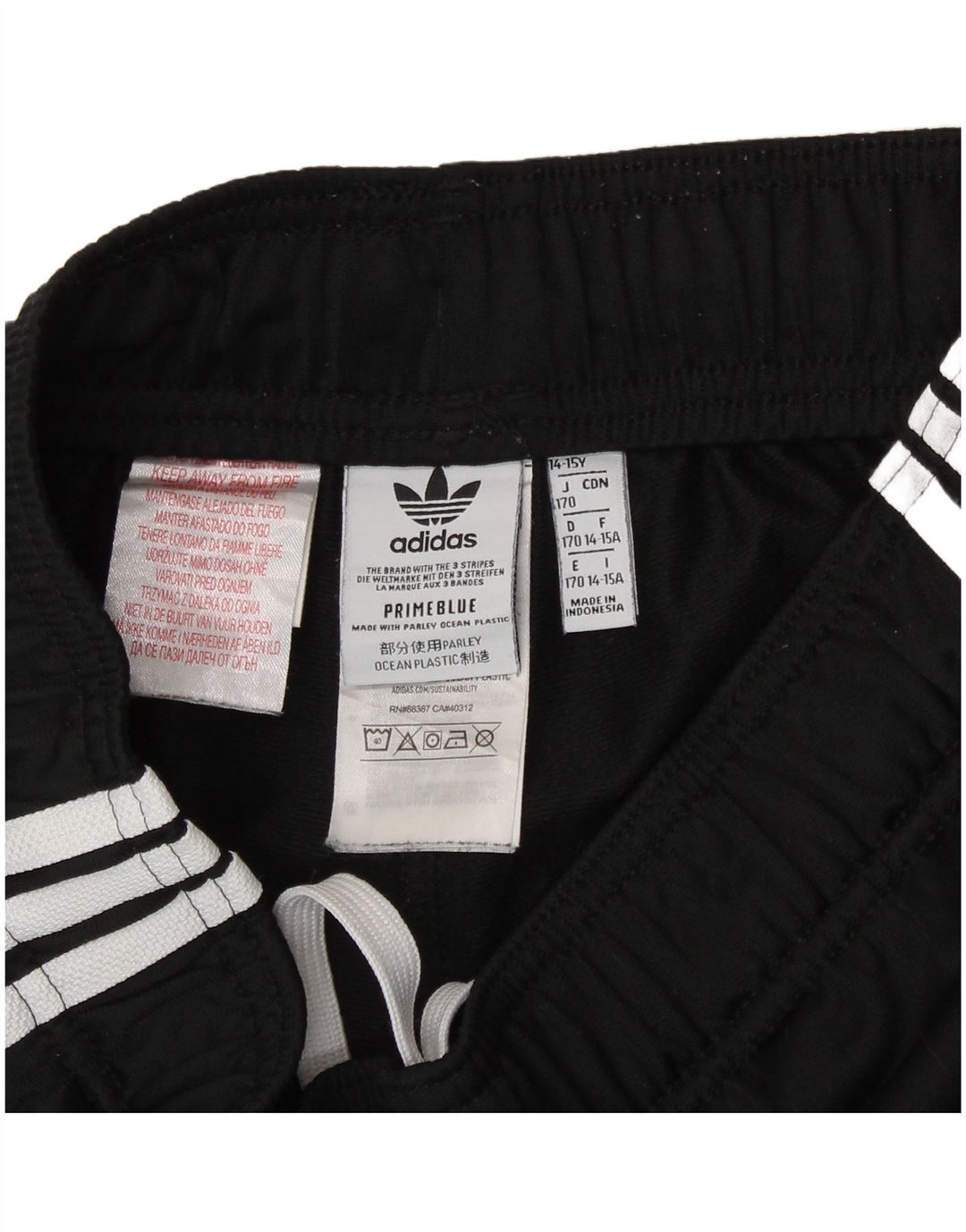 ADIDAS Meninos Calças de Treino Joggers 14-15 Anos Preto Listrado Poliéster