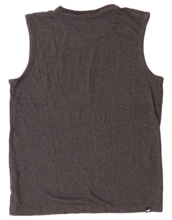 PUMA Mens Graphic Vest Top Médio Cinza Algodão Flecked
