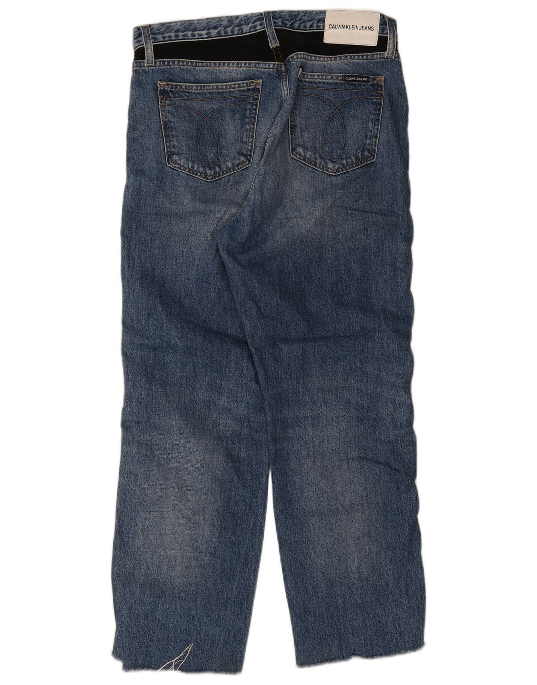 Calça jeans reta feminina Calvin Klein W30 L26 algodão azul