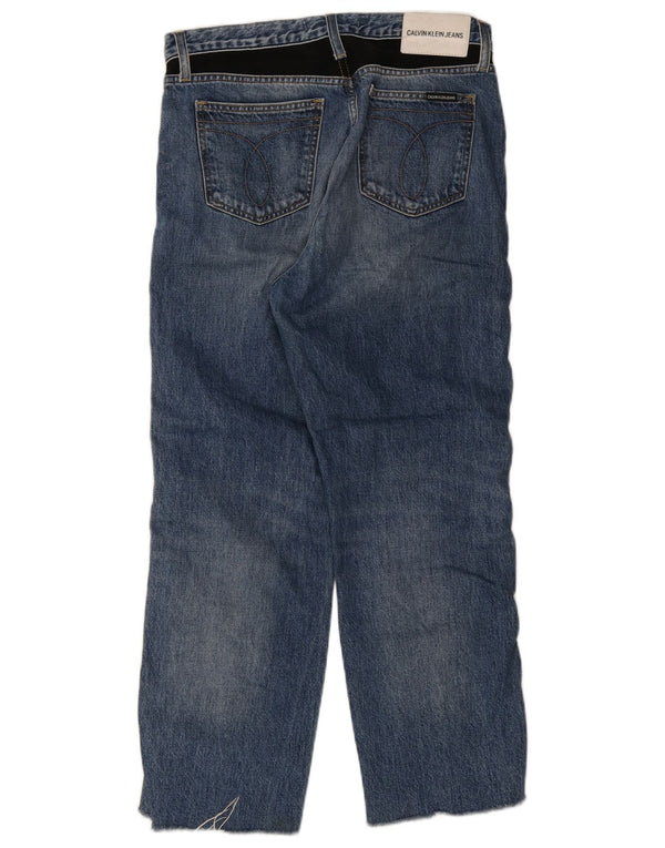 Calça jeans reta feminina Calvin Klein W30 L26 algodão azul