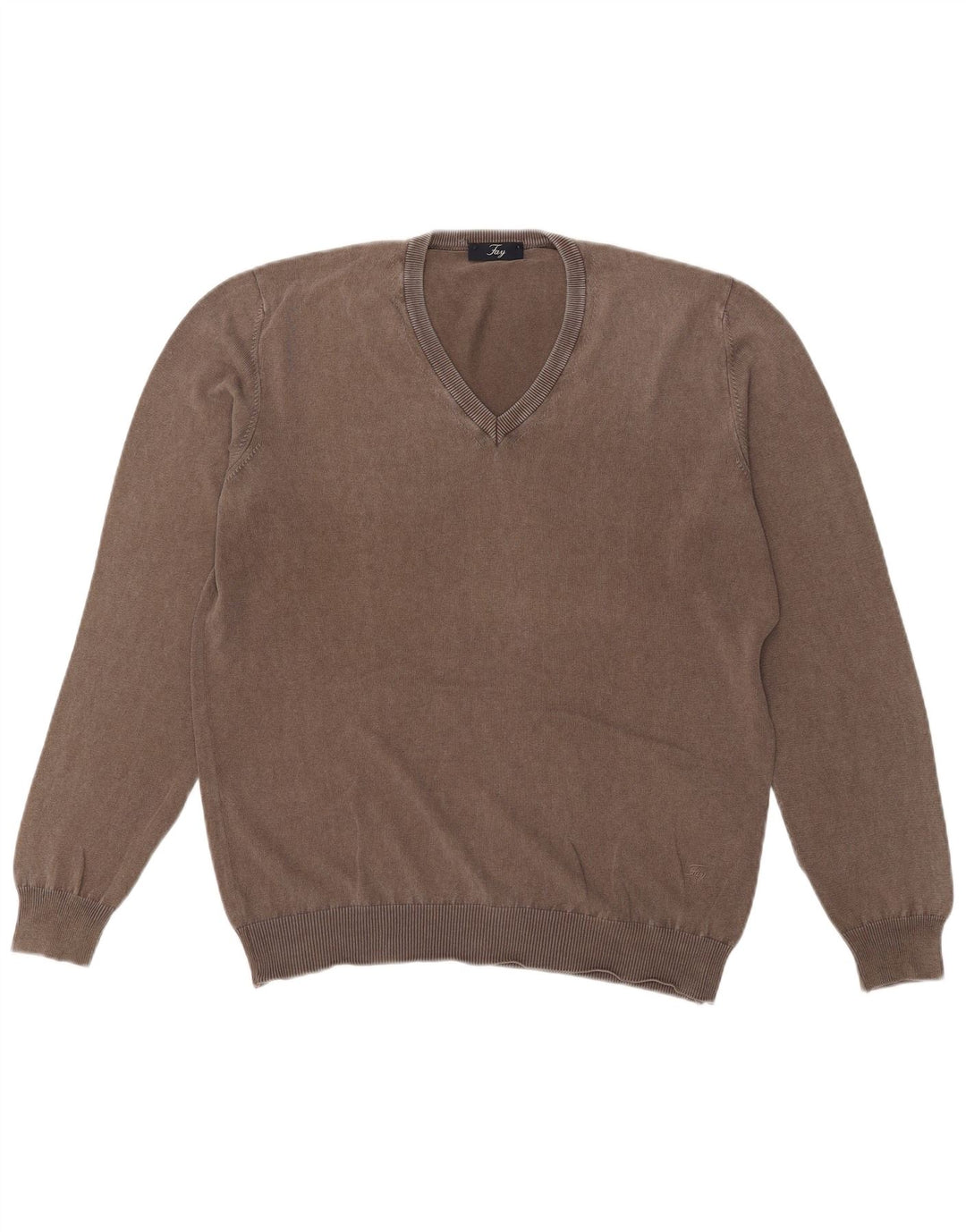 Suéter masculino Fay com decote em V IT 50 algodão cinza médio