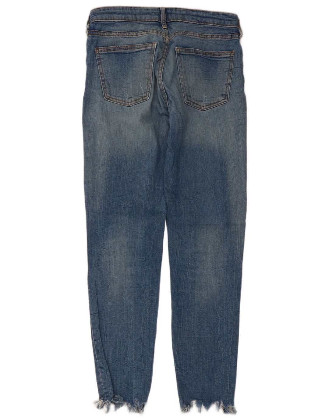 Zara Jeans femininos desgastados slim UE 38 pequeno W28 L28 azul
