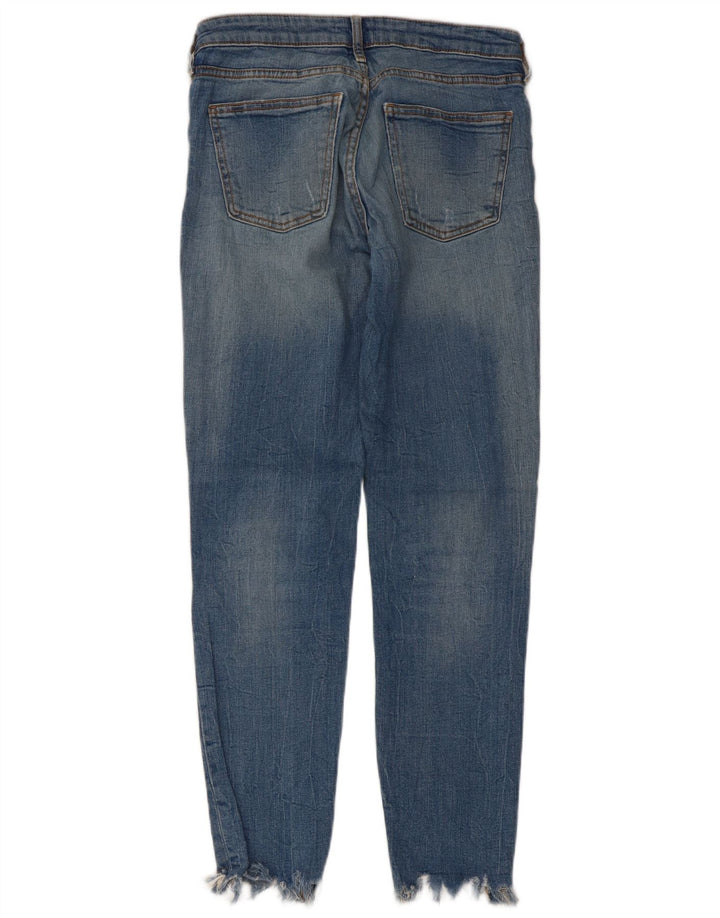 Zara Jeans femininos desgastados slim UE 38 pequeno W28 L28 azul