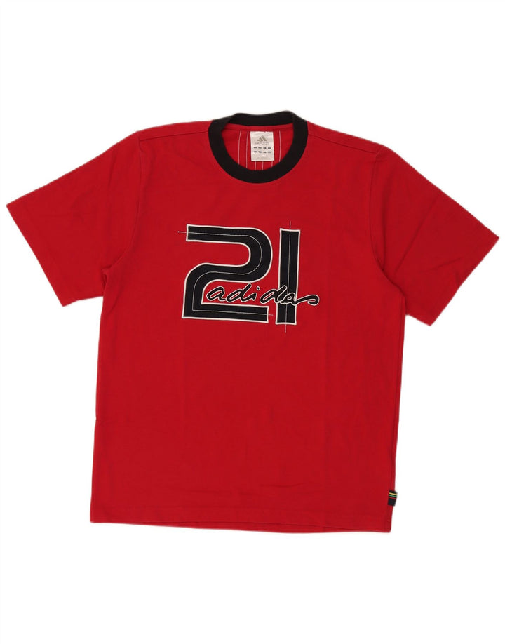 Camiseta masculina ADIDAS com estampa gráfica em algodão colorblock vermelho médio
