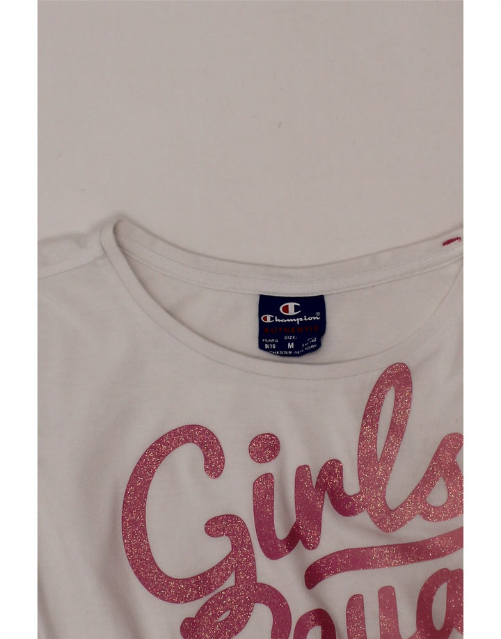 Camiseta gráfica feminina CHAMPION 9-10 anos médio branco