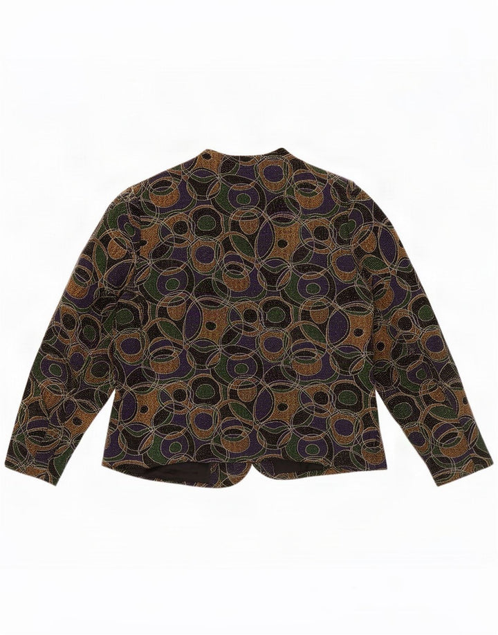Jaqueta blazer feminina vintage com padrão abstrato Reino Unido 16 grande multicolorida