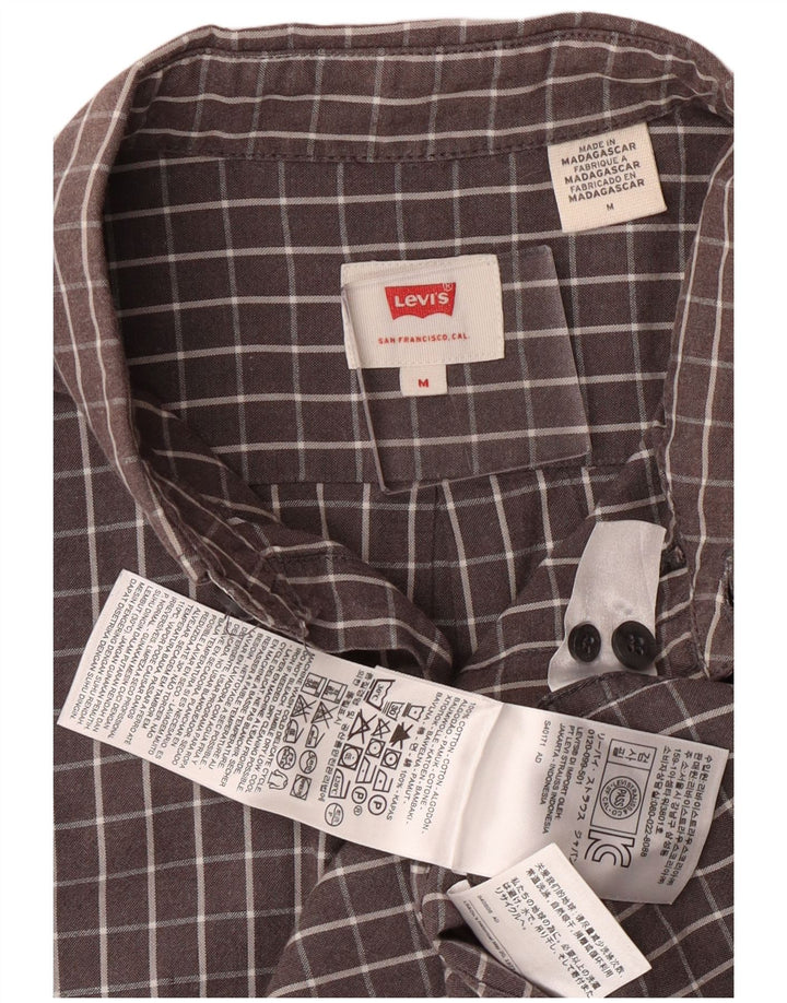 Camisa masculina Levi's cinza médio xadrez algodão