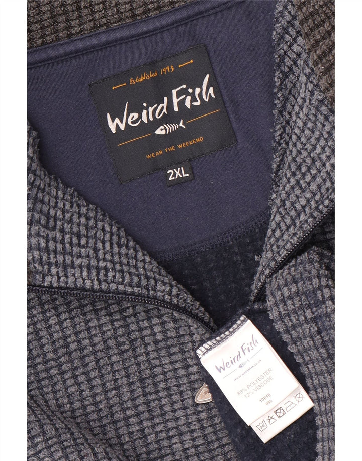 WEIRD FISH Masculino com zíper e gola em lã 2XL poliéster azul