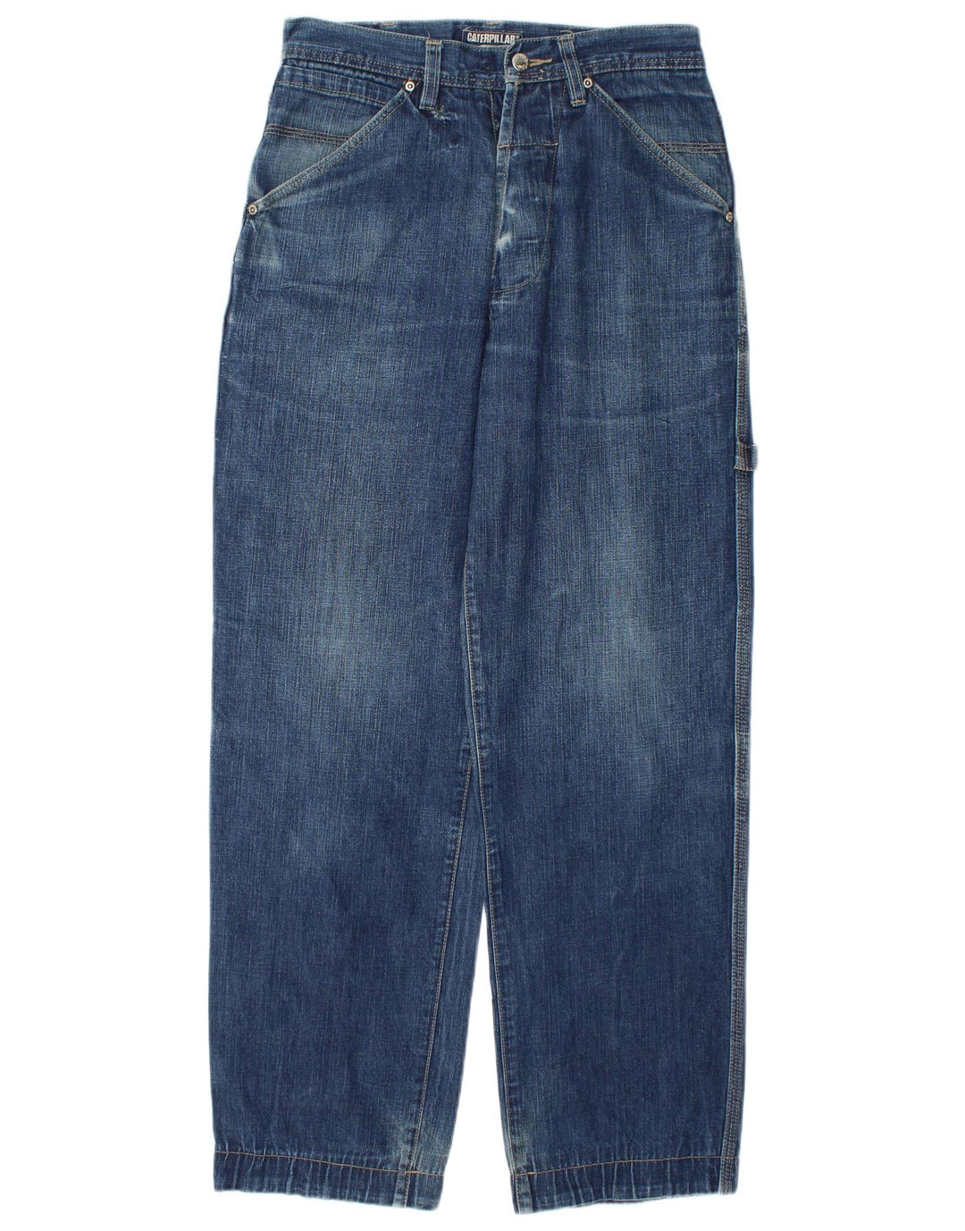 Calça jeans reta masculina Caterpillar Cargo W28 L31 algodão azul