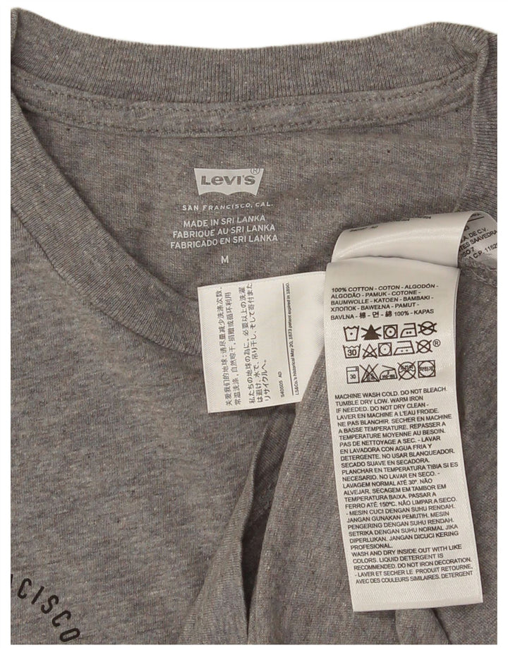 Camiseta gráfica masculina LEVI'S Top algodão manchado cinza médio