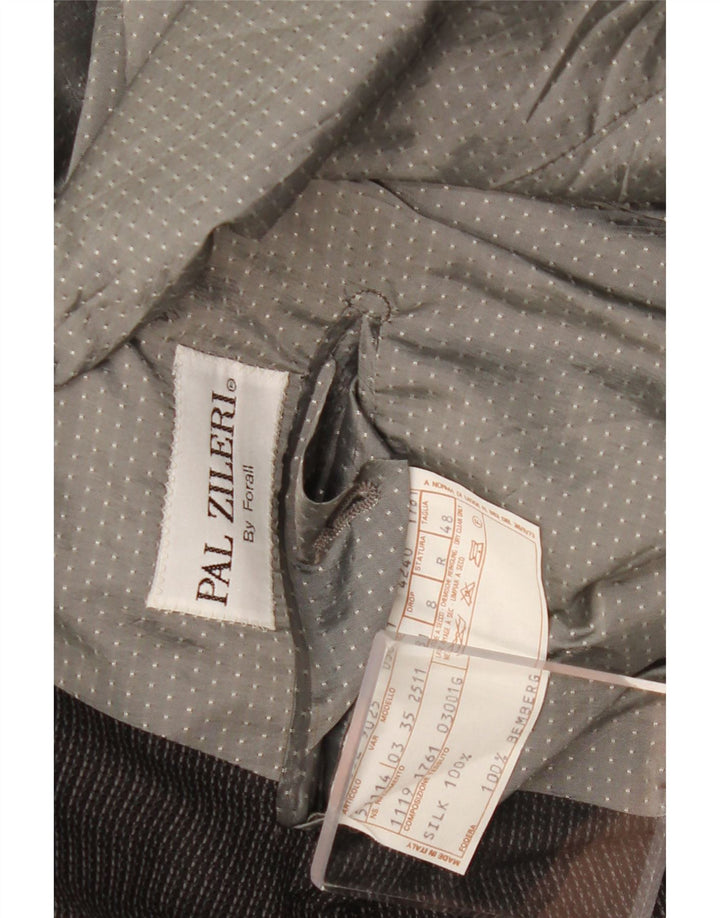 Jaqueta blazer masculina Pal Zileri com peito duplo IT 48 seda xadrez média preta