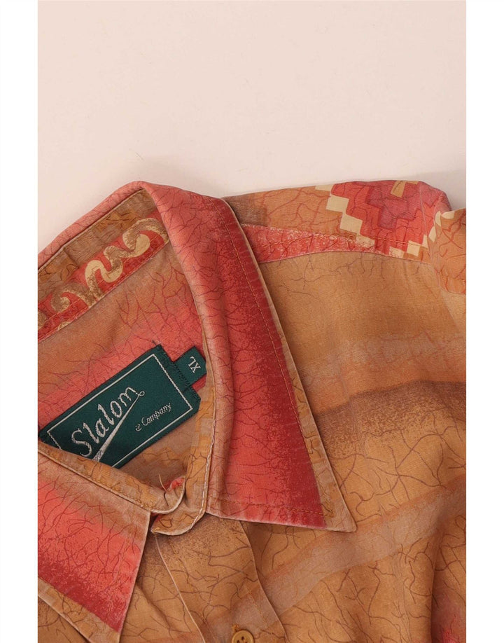 Camisa masculina vintage manga curta XL bege geométrica