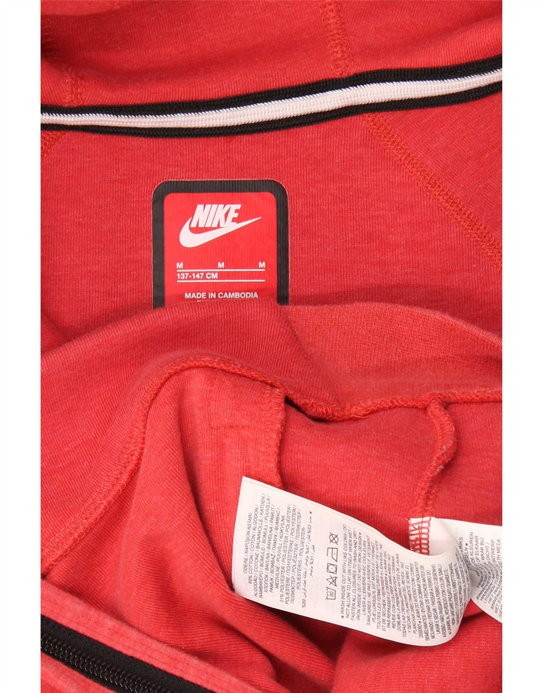 Suéter Nike Boys Zip com capuz 10-11 anos médio algodão vermelho