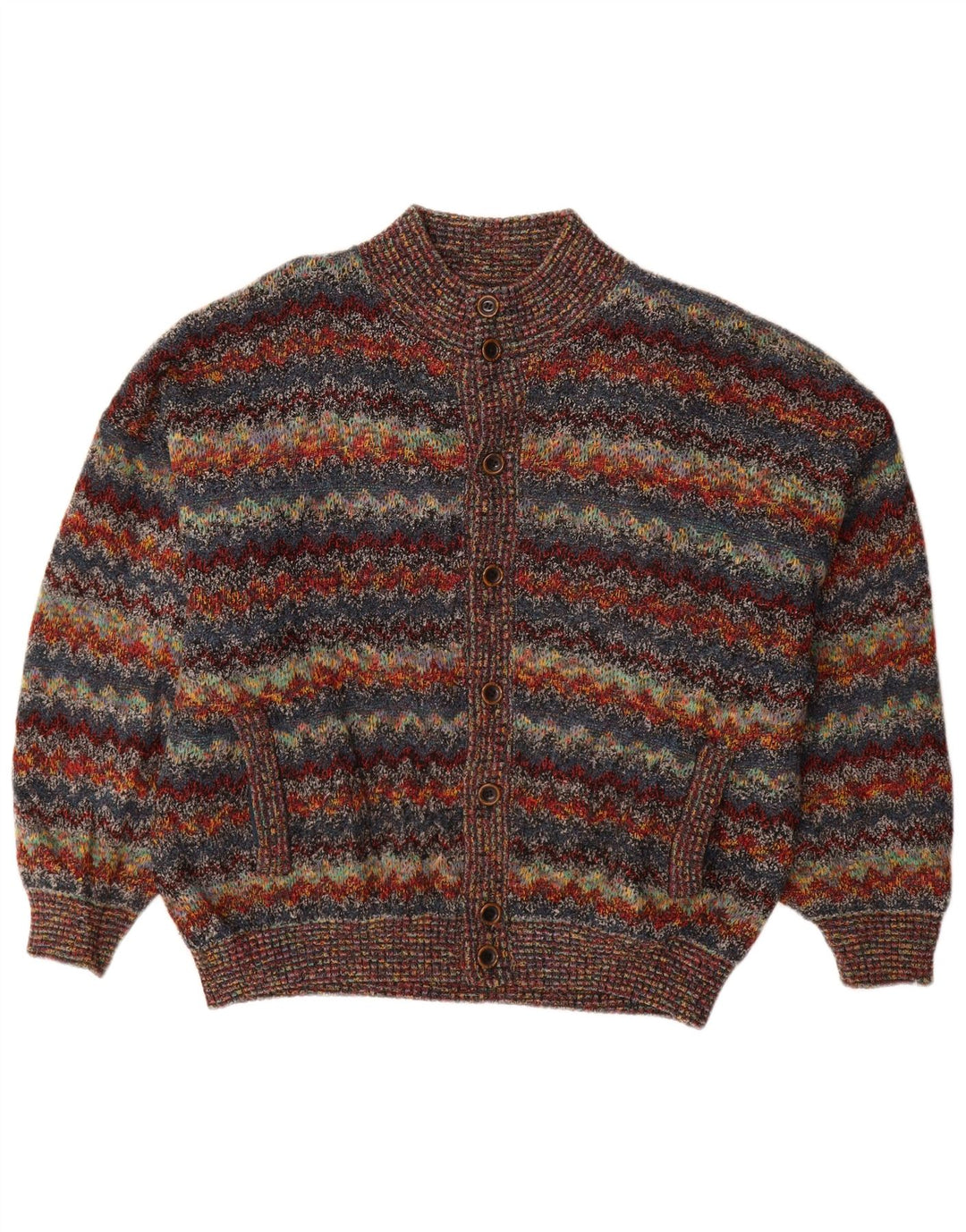 Suéter masculino vintage 2XL de lã listrada multicolorida