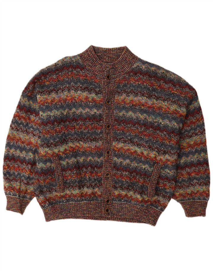 Suéter masculino vintage 2XL de lã listrada multicolorida