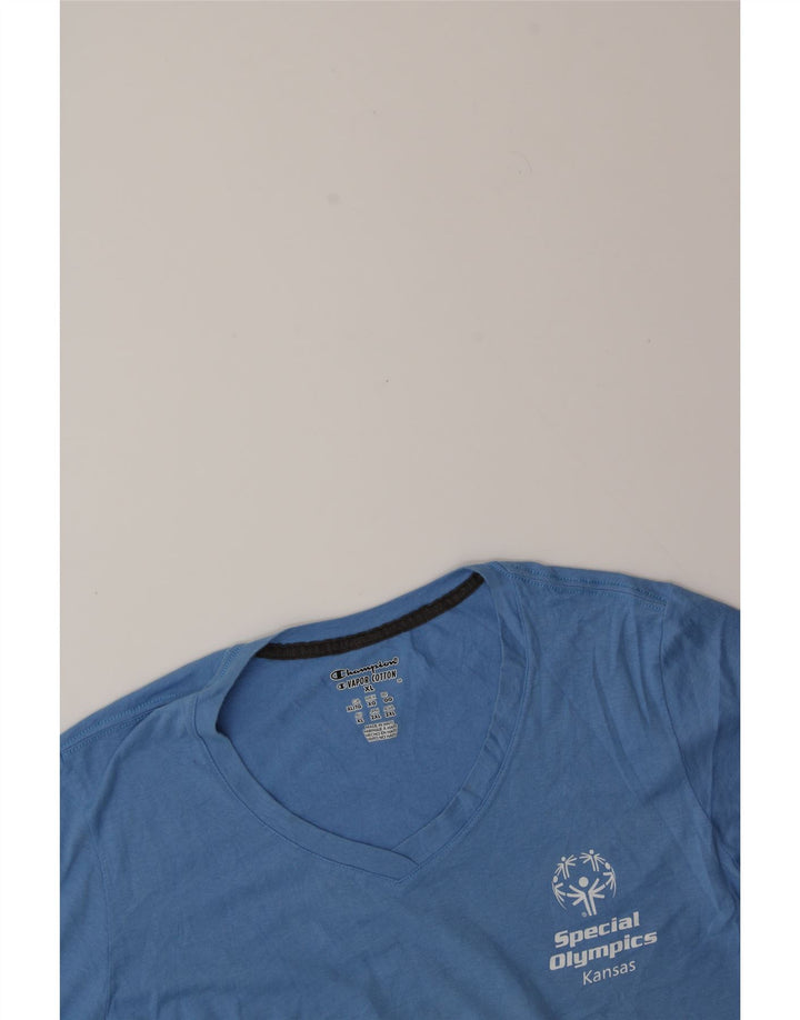 CHAMPION Womens T-Shirt Top UK 18 XL Blue Cotton Vintage Champion and Second-Hand Champion from Messina Hembry 