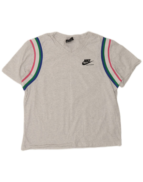 Camiseta feminina Nike UK 16 grande cinza colorblock algodão