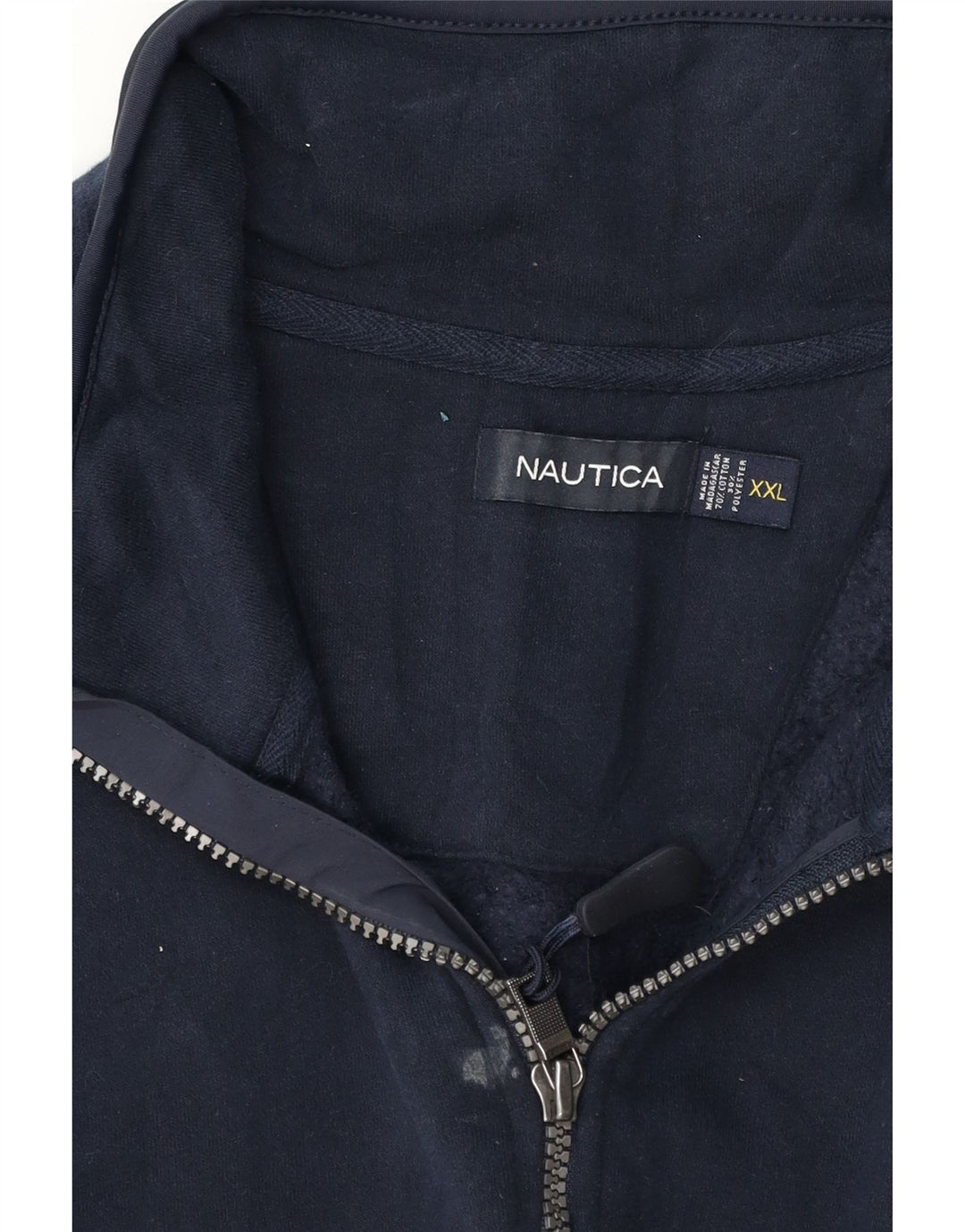NAUTICA Mens Graphic Zip Neck Sweatshirt Jumper 2XL Navy Blue Cotton Vintage Nautica and Second-Hand Nautica from Messina Hembry 