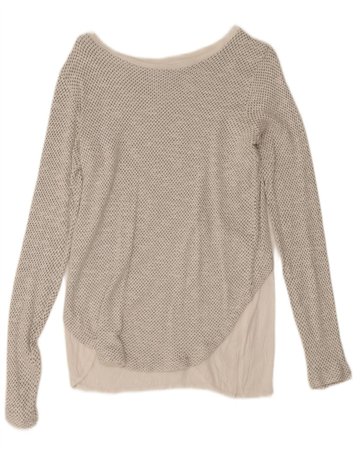 Zara Womens Oversized Top Manga Longa Reino Unido 10 Pequeno Branco Manchado